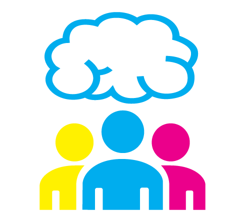 Cloud hanging over three people