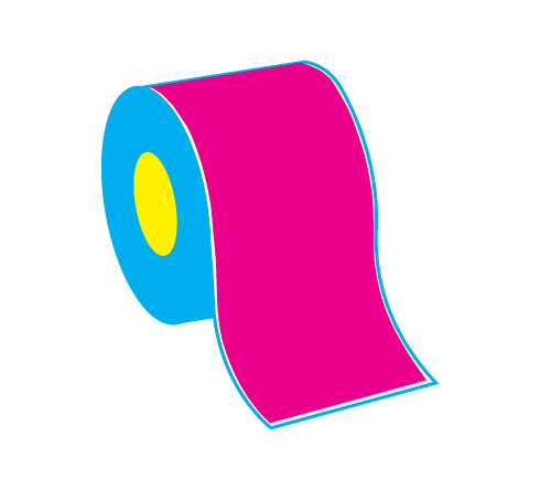roll of labels lying on the floor