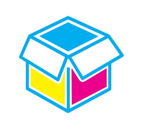 One box with different colored sides