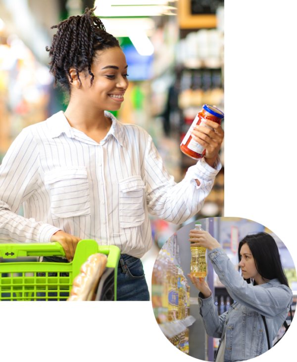People looking at Sauce in the supermarket