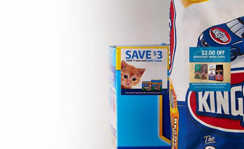 Product coupons featuring kitten