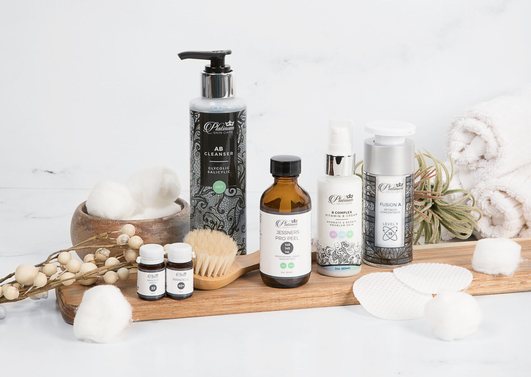 Bottles of beauty products