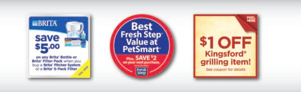 Three Coupons in a selection of label designs