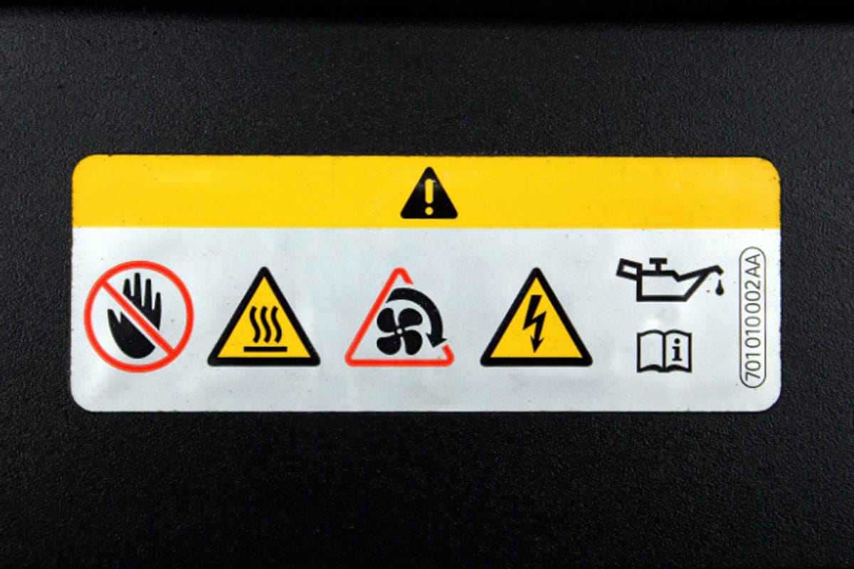 Automotive label with several icons